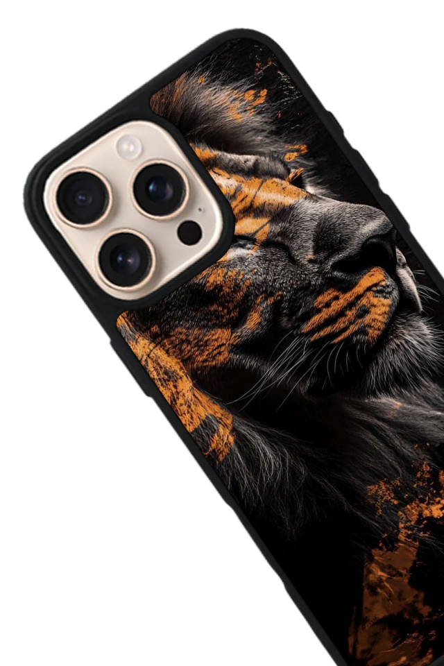 iPhone 16 Pro Uyumlu Aslan Tasarımlı Glossy Premium Kılıf