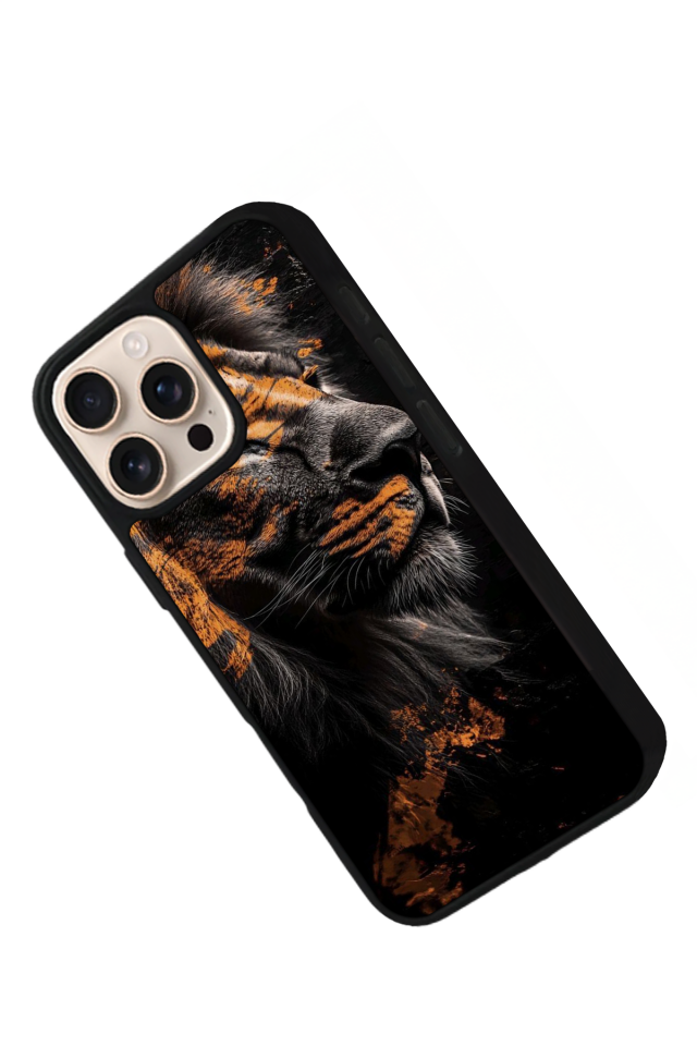 iPhone 16 Pro Uyumlu Aslan Tasarımlı Glossy Premium Kılıf