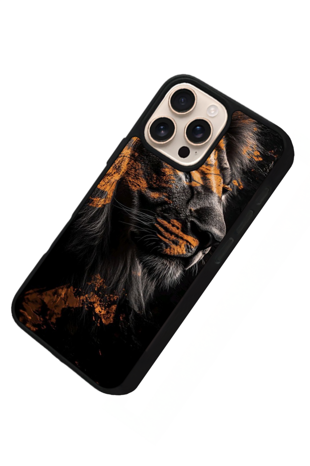 iPhone 16 Pro Uyumlu Aslan Tasarımlı Glossy Premium Kılıf
