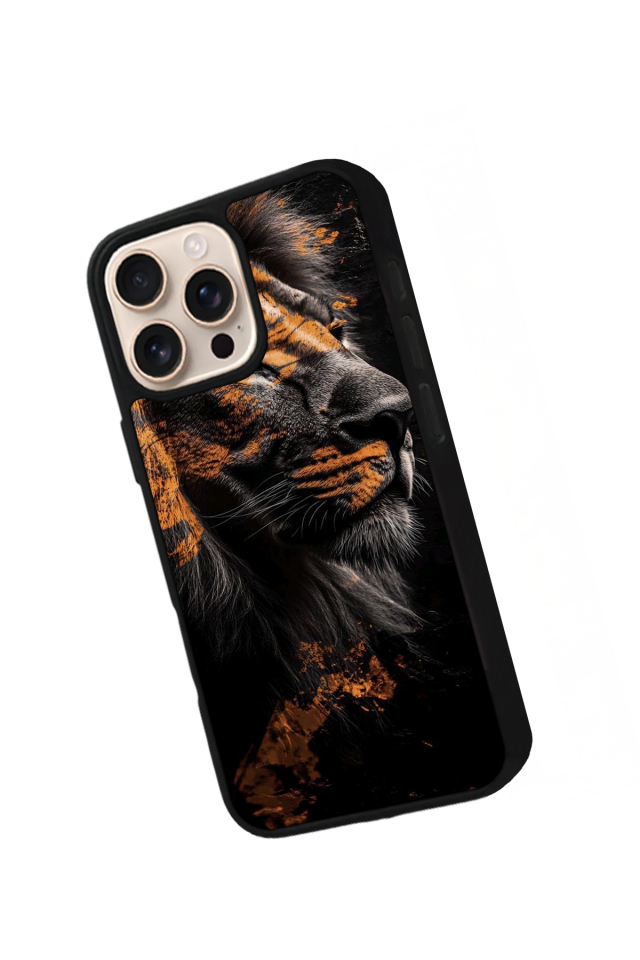 iPhone 16 Pro Uyumlu Aslan Tasarımlı Glossy Premium Kılıf