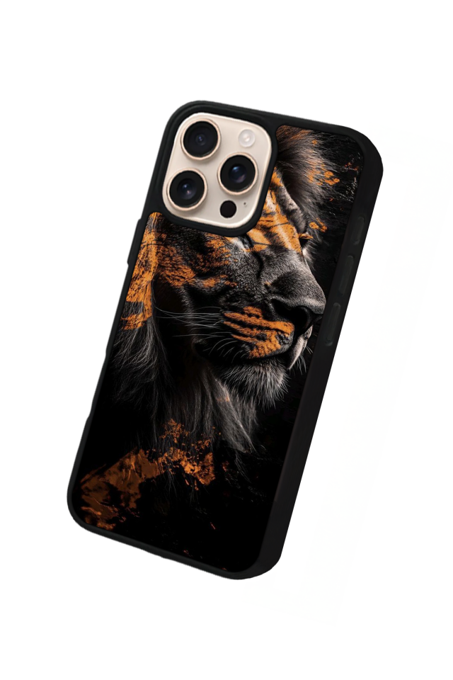 iPhone 16 Pro Uyumlu Aslan Tasarımlı Glossy Premium Kılıf