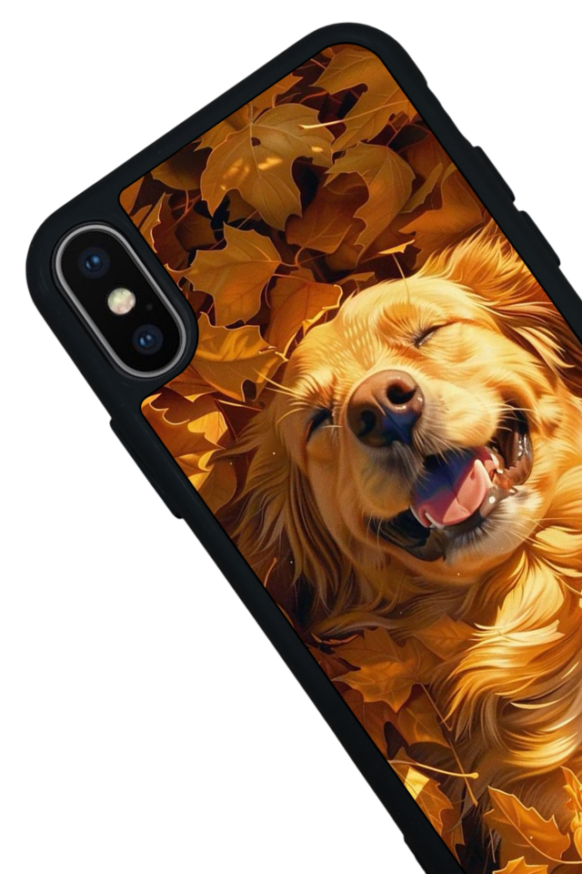 iPhone XS Max Uyumlu Golden Kopek Tasarımlı Glossy Premium Kılıf