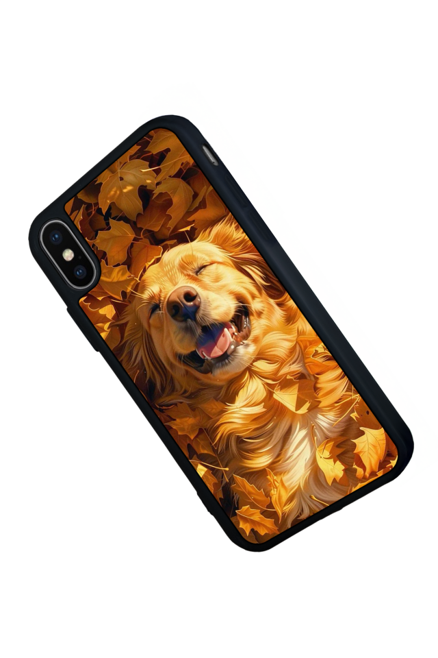 iPhone XS Max Uyumlu Golden Kopek Tasarımlı Glossy Premium Kılıf