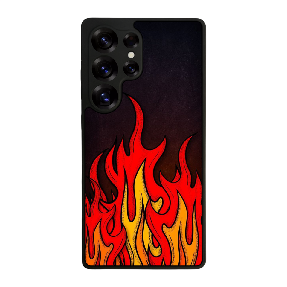 Samsung Galaxy S25 Ultra Uyumlu Retro Flame Patterns Tasarımlı Glossy Premium Kılıf