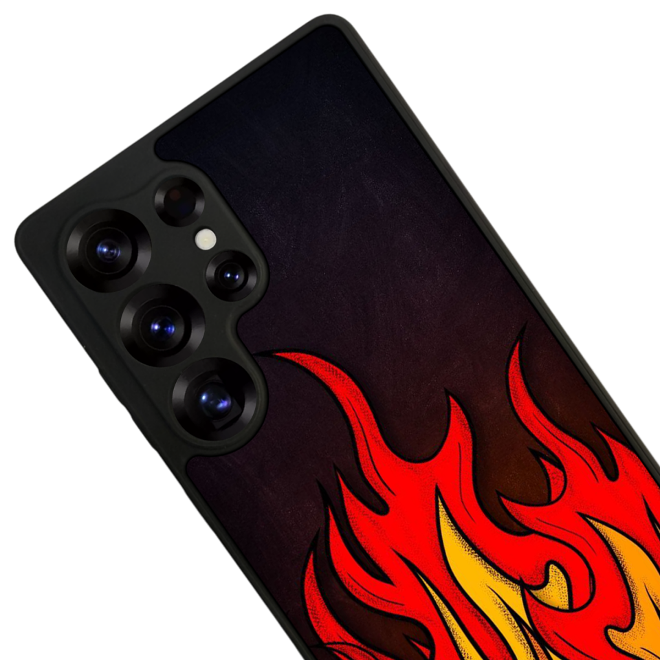 Samsung Galaxy S25 Ultra Uyumlu Retro Flame Patterns Tasarımlı Glossy Premium Kılıf
