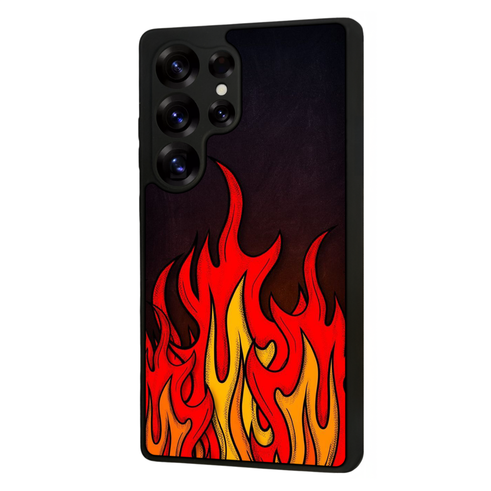 Samsung Galaxy S25 Ultra Uyumlu Retro Flame Patterns Tasarımlı Glossy Premium Kılıf