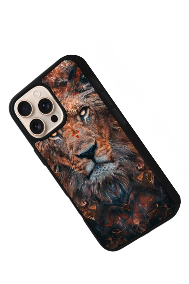 iPhone 16 Pro Uyumlu Aslan Tasarımlı Glossy Premium Kılıf