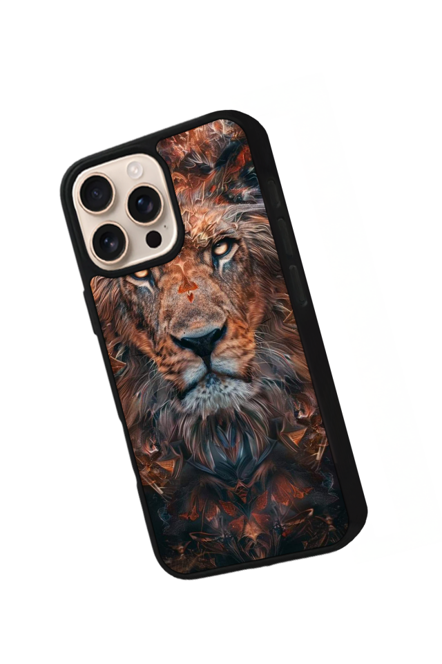 iPhone 16 Pro Uyumlu Aslan Tasarımlı Glossy Premium Kılıf
