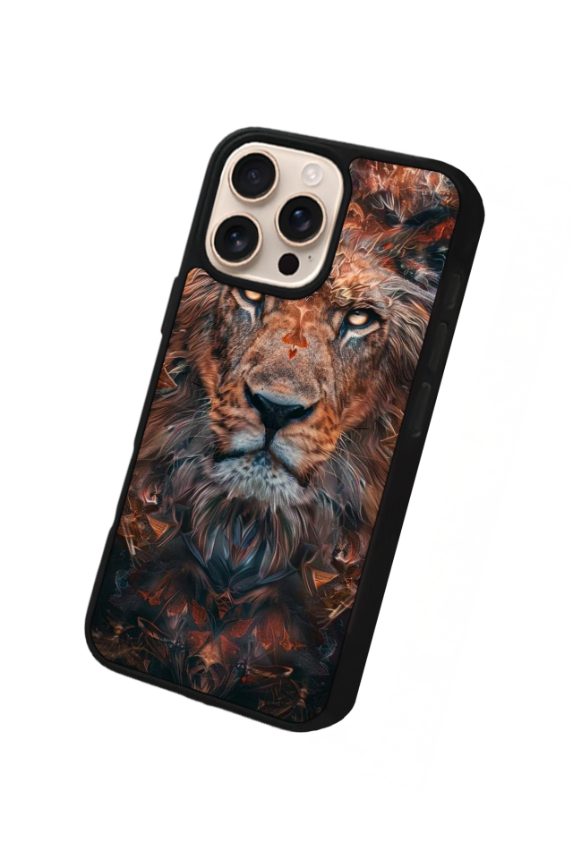 iPhone 16 Pro Uyumlu Aslan Tasarımlı Glossy Premium Kılıf