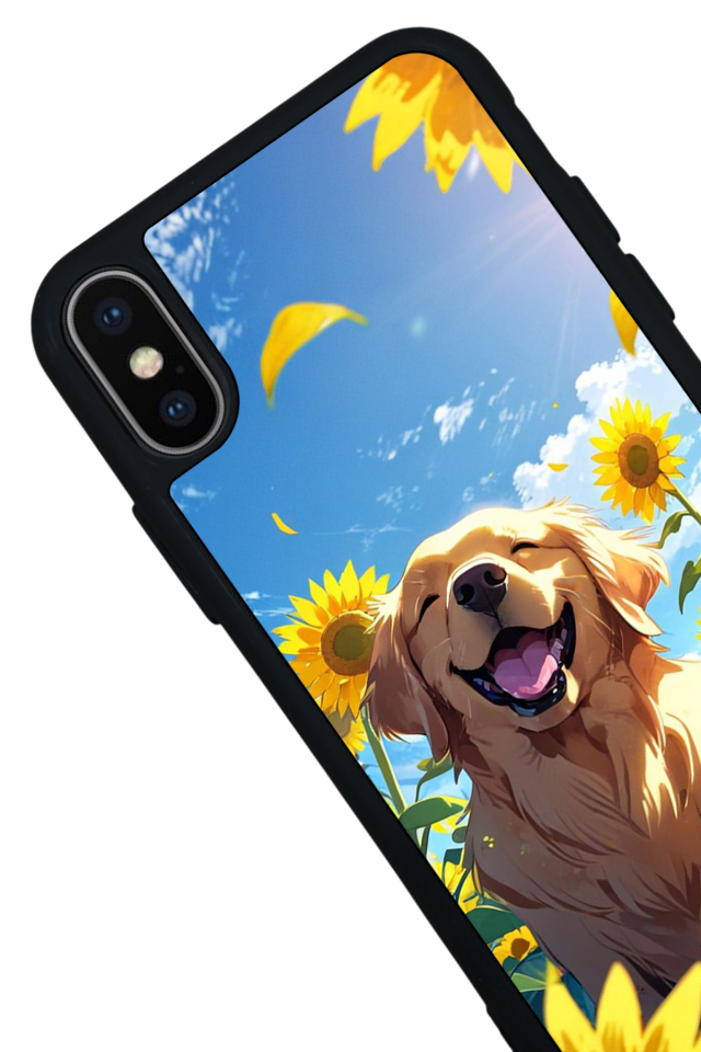 iPhone XS Max Uyumlu Golden Kopek Tasarımlı Glossy Premium Kılıf