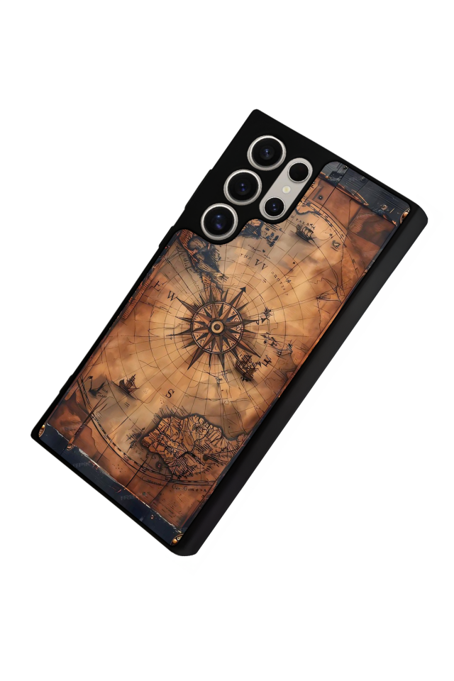 Samsung Galaxy S22 Ultra Uyumlu Harita Tasarımlı Glossy Premium Kılıf