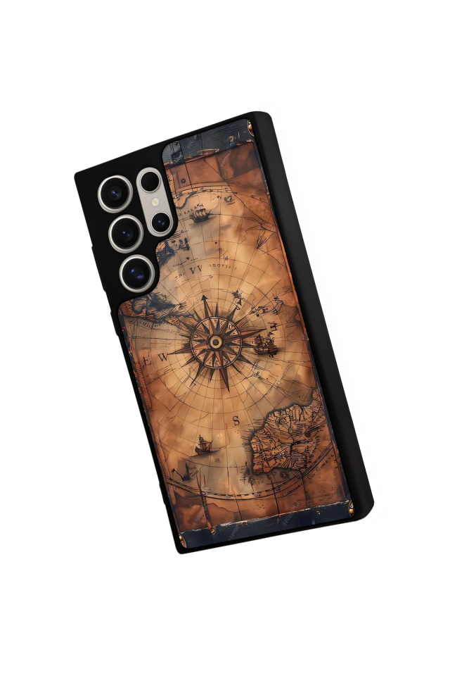 Samsung Galaxy S22 Ultra Uyumlu Harita Tasarımlı Glossy Premium Kılıf