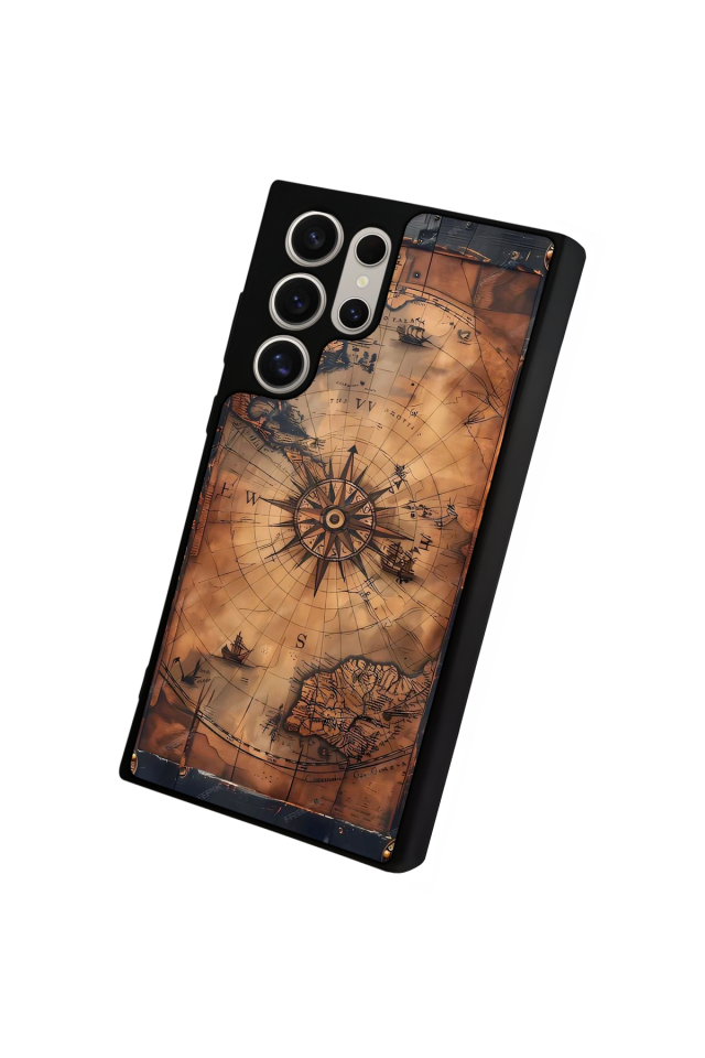 Samsung Galaxy S22 Ultra Uyumlu Harita Tasarımlı Glossy Premium Kılıf