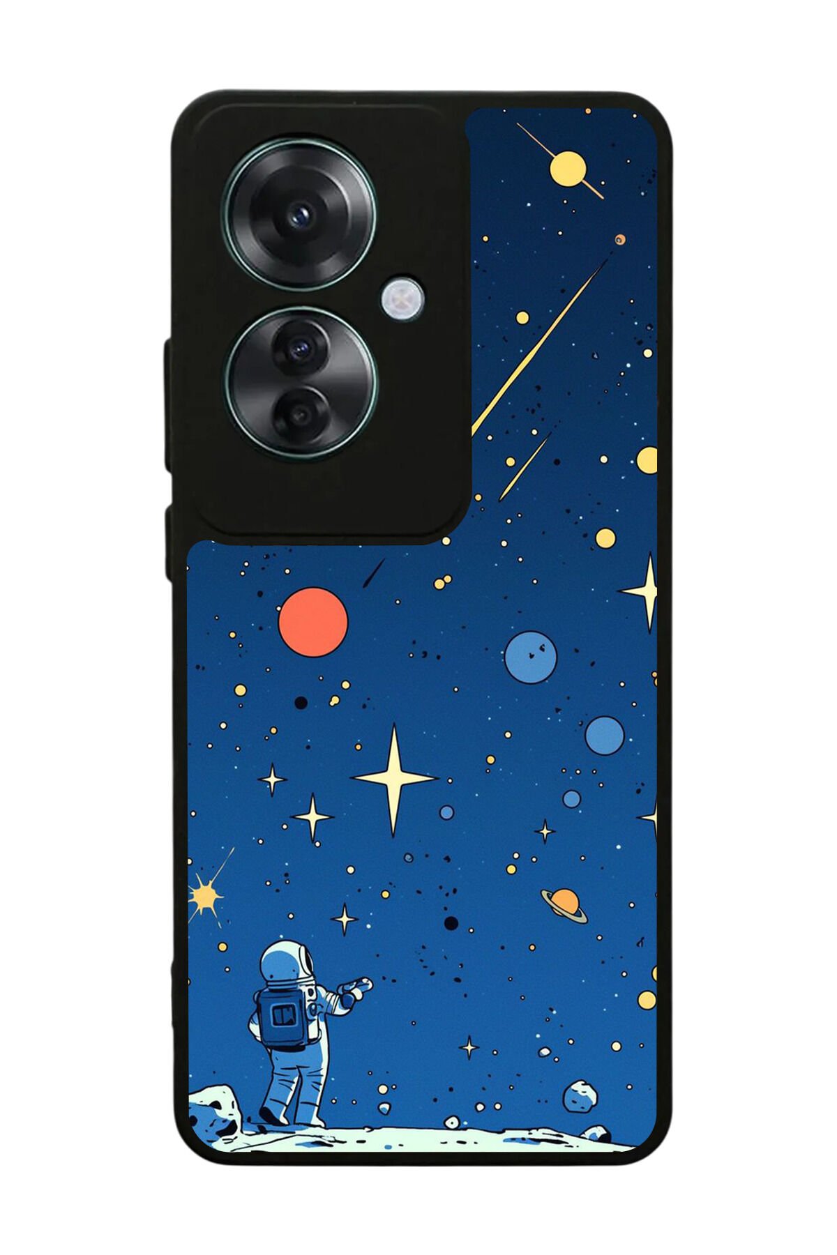 Oppo Reno 11F Uyumlu Uzay Tasarımlı Glossy Premium Kılıf