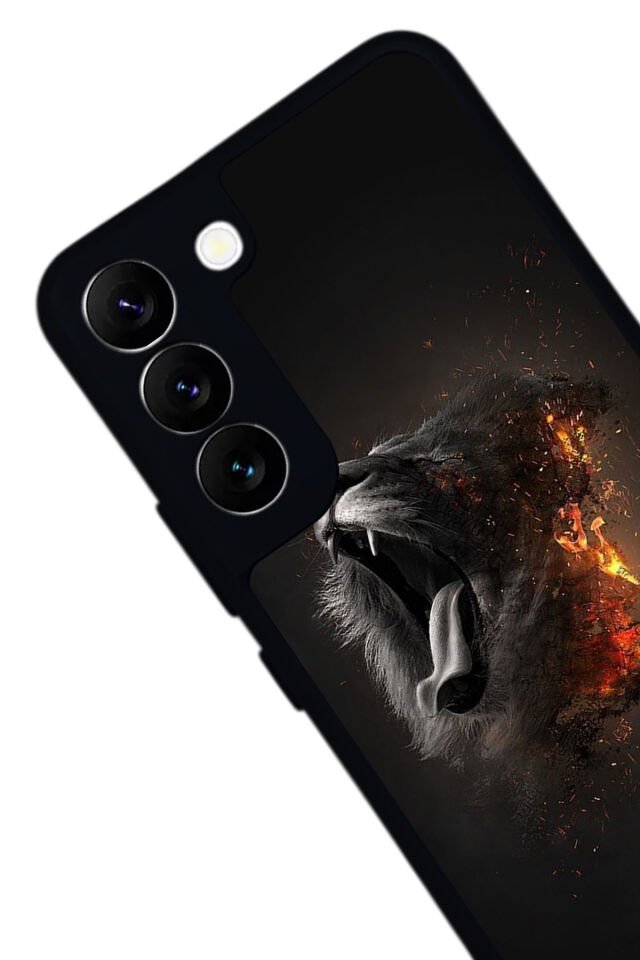 Samsung Galaxy S22 Uyumlu Aslan Tasarımlı Glossy Premium Kılıf