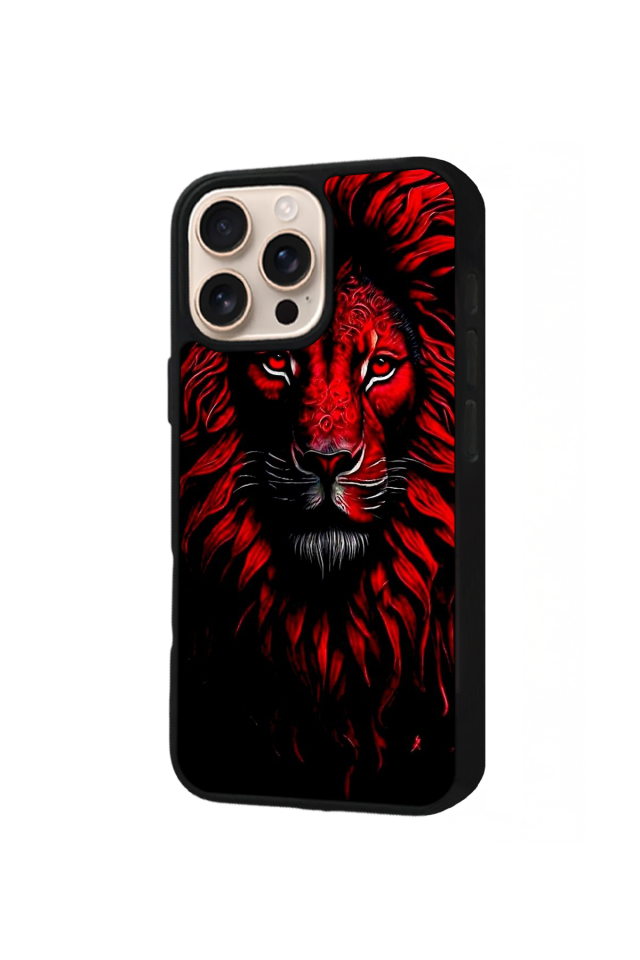 iPhone 16 Pro Uyumlu Aslan Tasarımlı Glossy Premium Kılıf