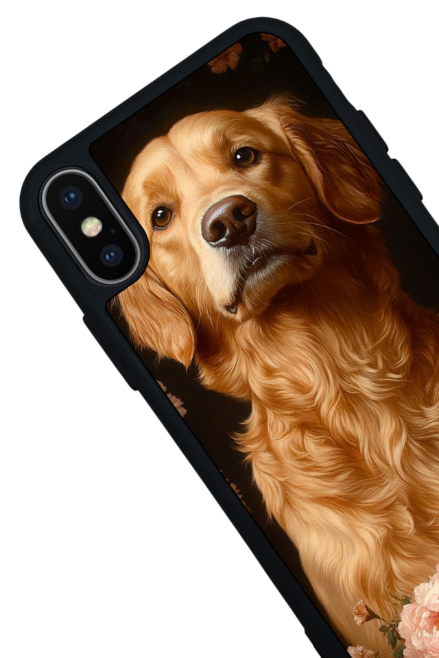 iPhone XS Max Uyumlu Golden Kopek Tasarımlı Glossy Premium Kılıf
