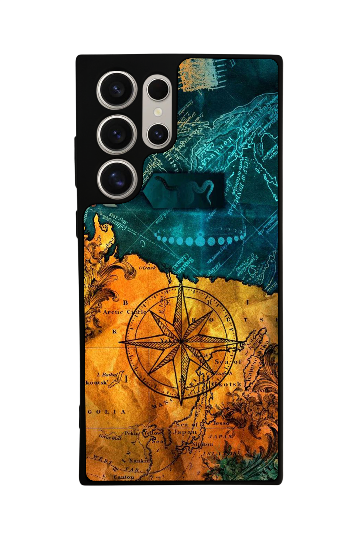 Samsung Galaxy S22 Ultra Uyumlu Harita Tasarımlı Glossy Premium Kılıf