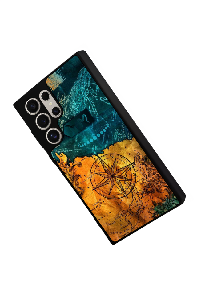 Samsung Galaxy S22 Ultra Uyumlu Harita Tasarımlı Glossy Premium Kılıf