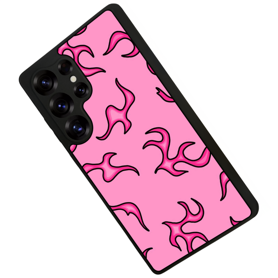 Samsung Galaxy S25 Ultra Uyumlu Retro Flame Patterns Tasarımlı Glossy Premium Kılıf