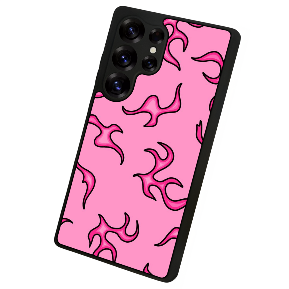 Samsung Galaxy S25 Ultra Uyumlu Retro Flame Patterns Tasarımlı Glossy Premium Kılıf