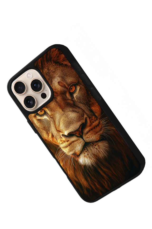 iPhone 16 Pro Uyumlu Aslan Tasarımlı Glossy Premium Kılıf