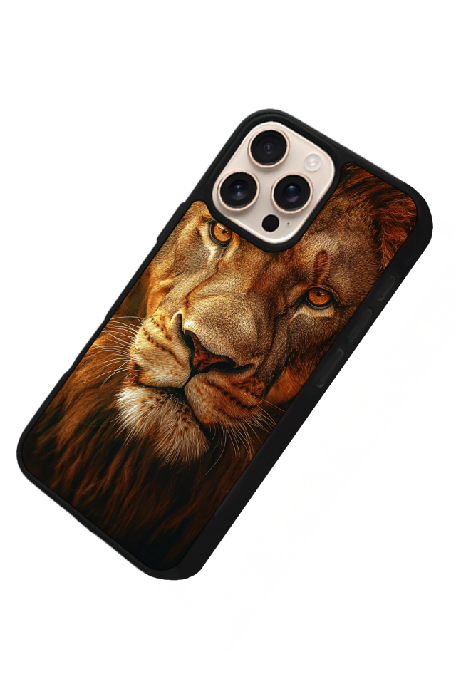 iPhone 16 Pro Uyumlu Aslan Tasarımlı Glossy Premium Kılıf