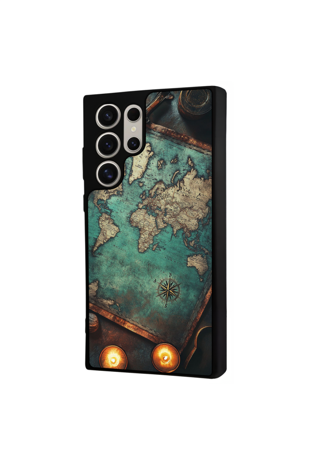 Samsung Galaxy S22 Ultra Uyumlu Harita Tasarımlı Glossy Premium Kılıf