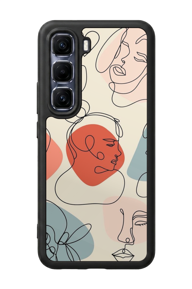 Infinix Hot 60 Pro Plus Uyumlu Line Art Tasarımlı Glossy Premium Kılıf