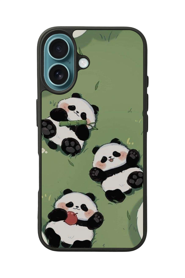 iPhone 16 Uyumlu Panda Tasarımlı Glossy Premium Kılıf