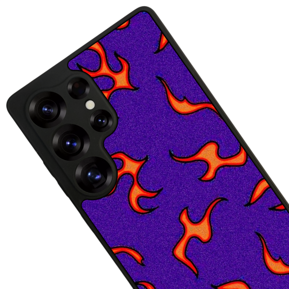 Samsung Galaxy S25 Ultra Uyumlu Retro Flame Patterns Tasarımlı Glossy Premium Kılıf