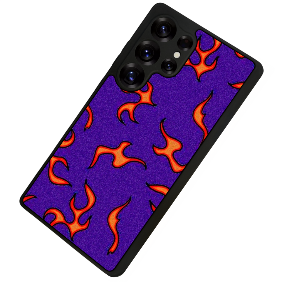 Samsung Galaxy S25 Ultra Uyumlu Retro Flame Patterns Tasarımlı Glossy Premium Kılıf
