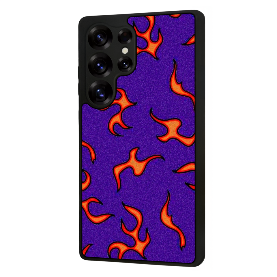 Samsung Galaxy S25 Ultra Uyumlu Retro Flame Patterns Tasarımlı Glossy Premium Kılıf