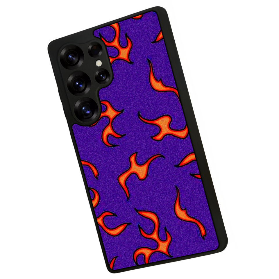 Samsung Galaxy S25 Ultra Uyumlu Retro Flame Patterns Tasarımlı Glossy Premium Kılıf