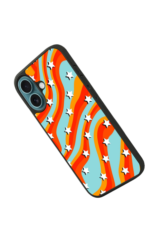 iPhone 16 Plus Uyumlu Retro Yildizlar Tasarımlı Glossy Premium Kılıf
