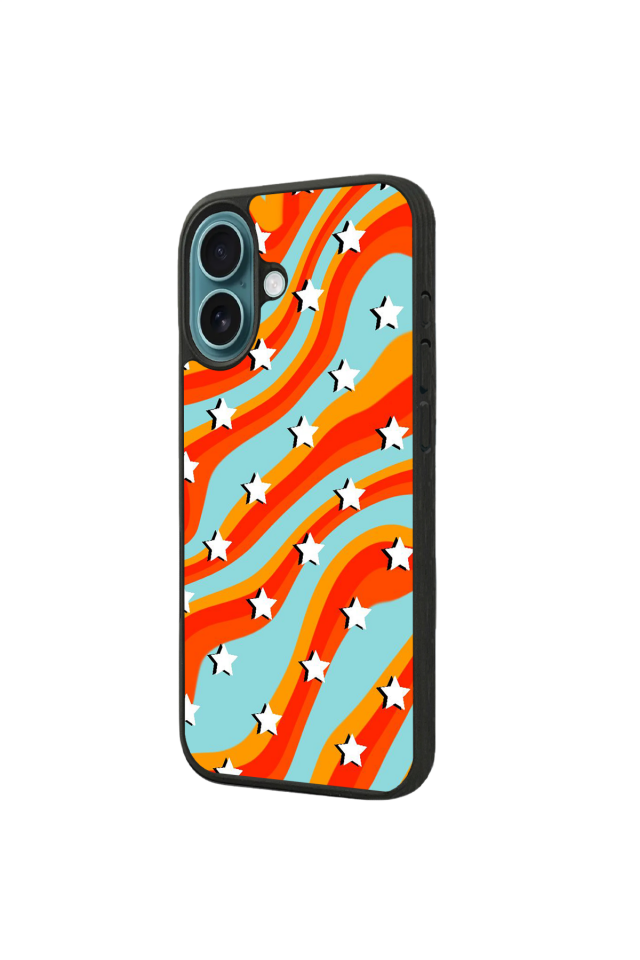 iPhone 16 Plus Uyumlu Retro Yildizlar Tasarımlı Glossy Premium Kılıf