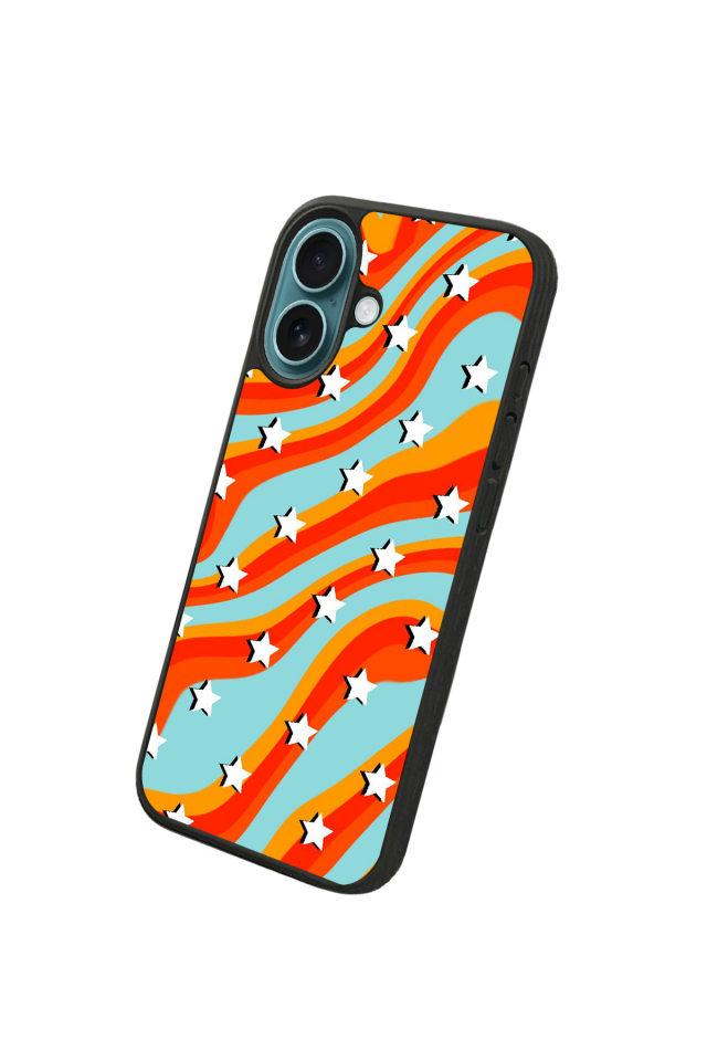 iPhone 16 Plus Uyumlu Retro Yildizlar Tasarımlı Glossy Premium Kılıf