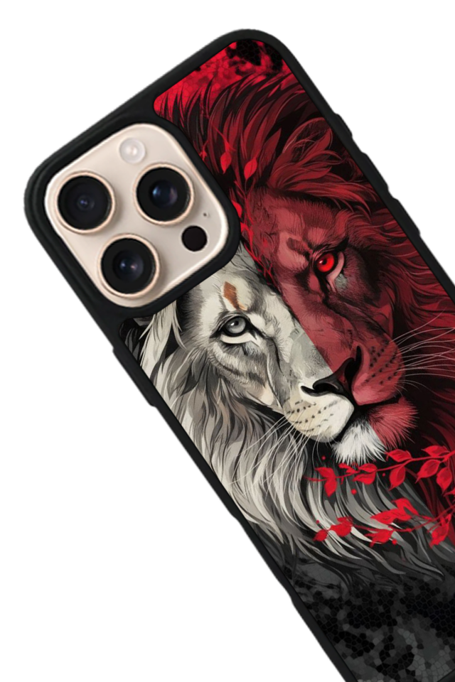 iPhone 16 Pro Uyumlu Aslan Tasarımlı Glossy Premium Kılıf