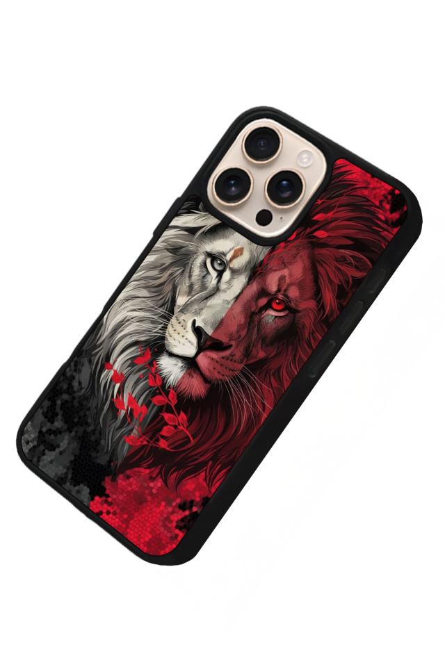 iPhone 16 Pro Uyumlu Aslan Tasarımlı Glossy Premium Kılıf