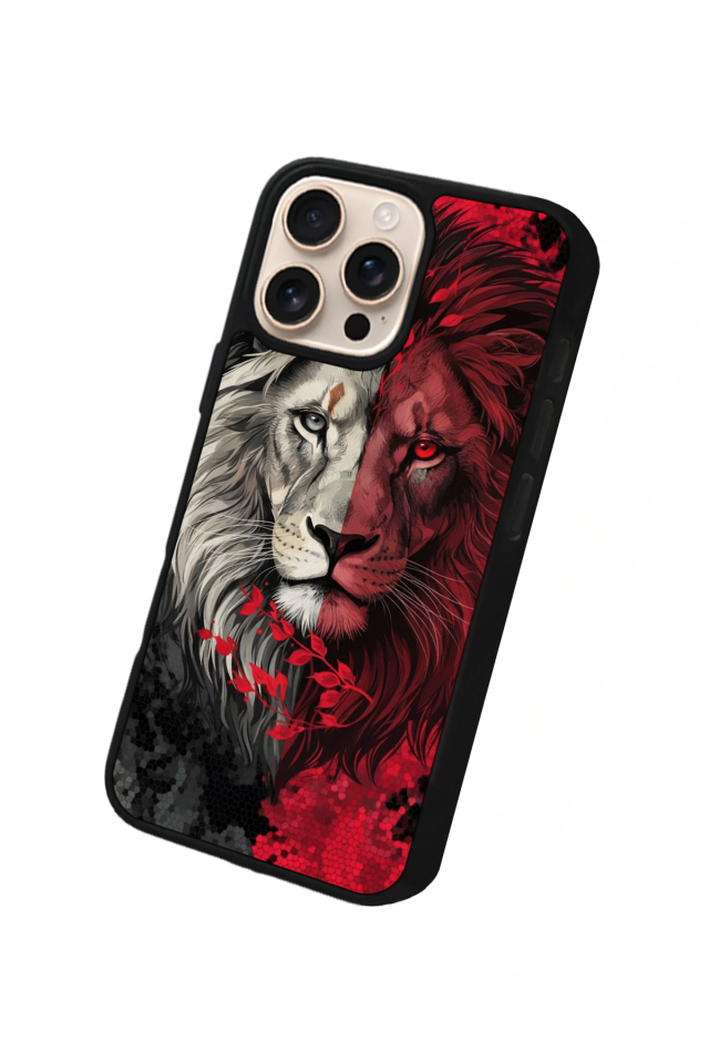 iPhone 16 Pro Uyumlu Aslan Tasarımlı Glossy Premium Kılıf