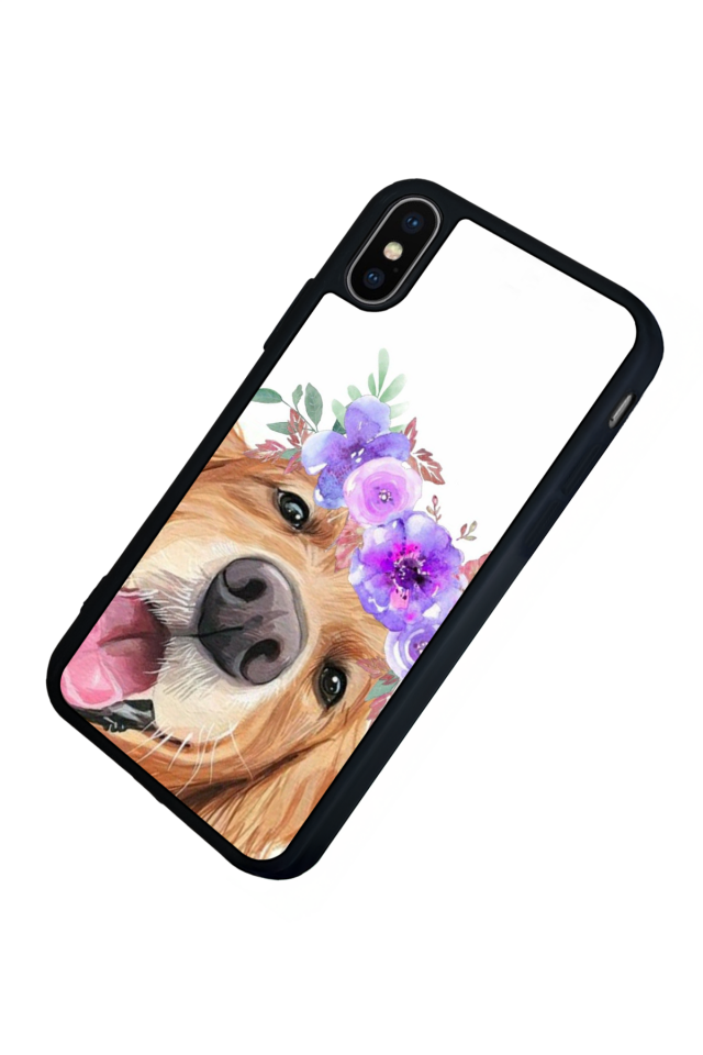 iPhone XS Max Uyumlu Golden Kopek Tasarımlı Glossy Premium Kılıf