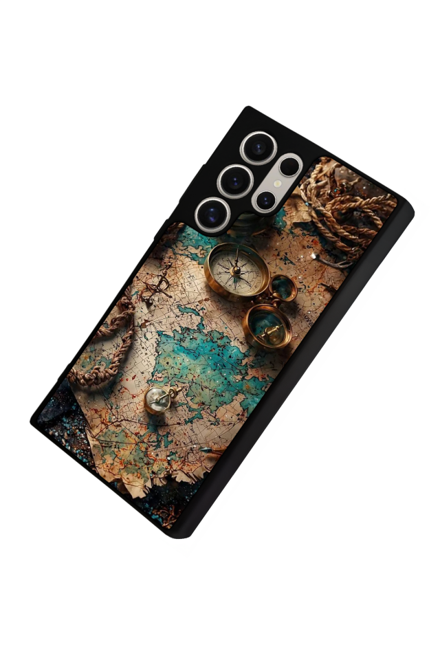 Samsung Galaxy S22 Ultra Uyumlu Harita Tasarımlı Glossy Premium Kılıf