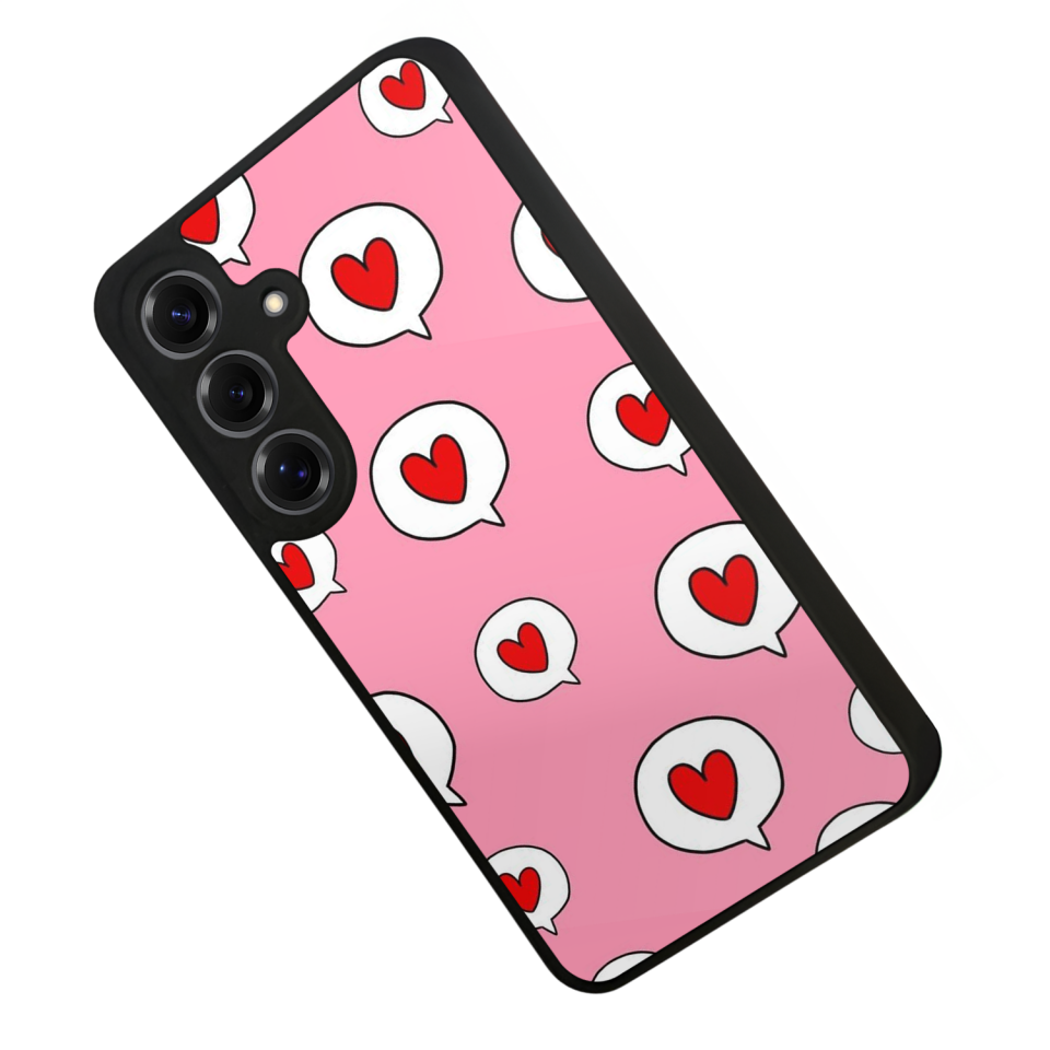 Samsung Galaxy S25 Uyumlu Kalp Love Tasarımlı Glossy Premium Kılıf