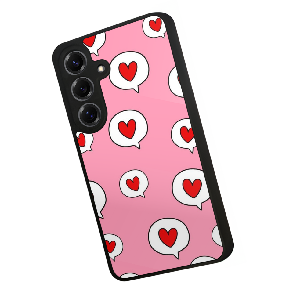 Samsung Galaxy S25 Uyumlu Kalp Love Tasarımlı Glossy Premium Kılıf
