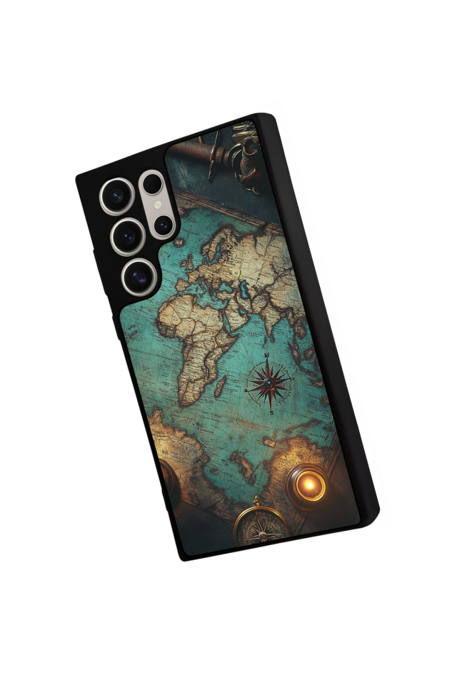 Samsung Galaxy S22 Ultra Uyumlu Harita Tasarımlı Glossy Premium Kılıf
