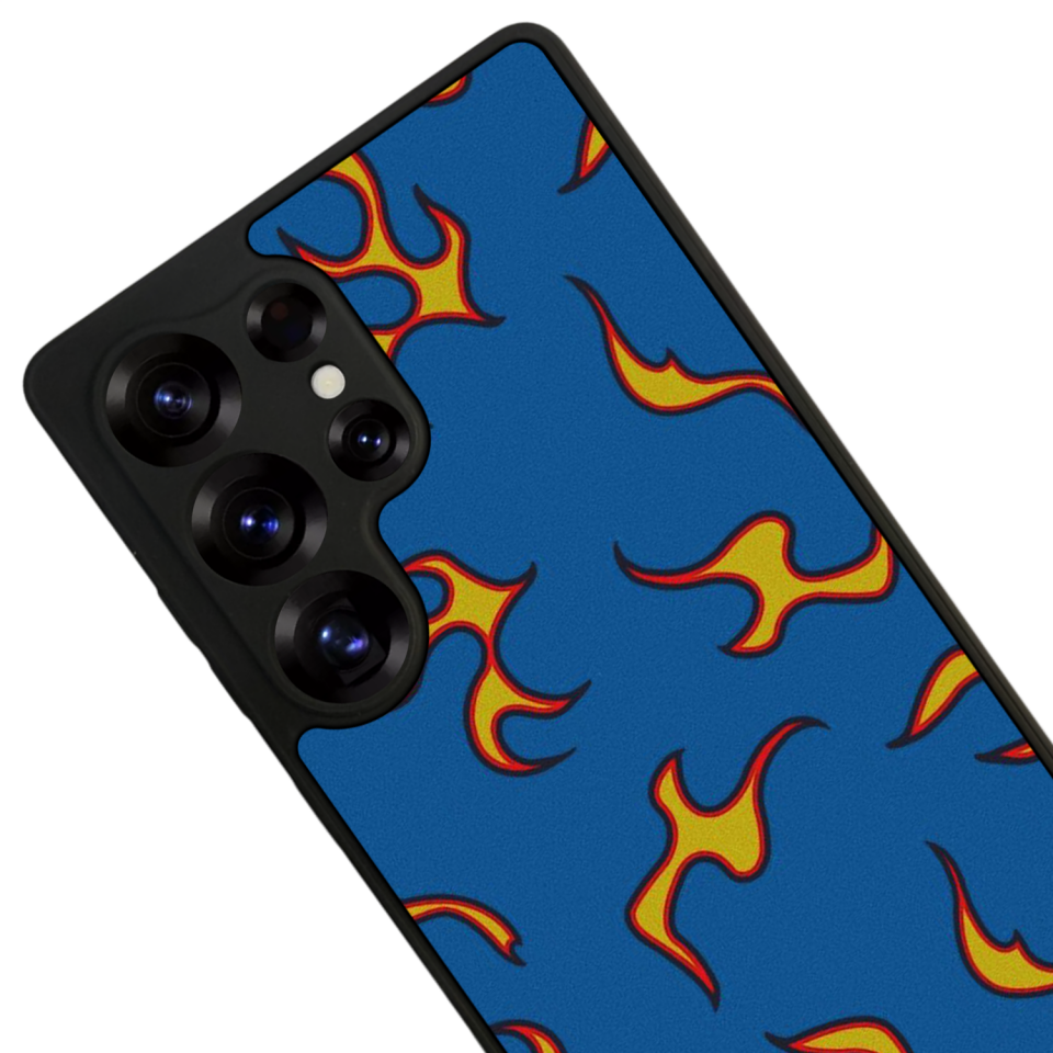 Samsung Galaxy S25 Ultra Uyumlu Retro Flame Patterns Tasarımlı Glossy Premium Kılıf