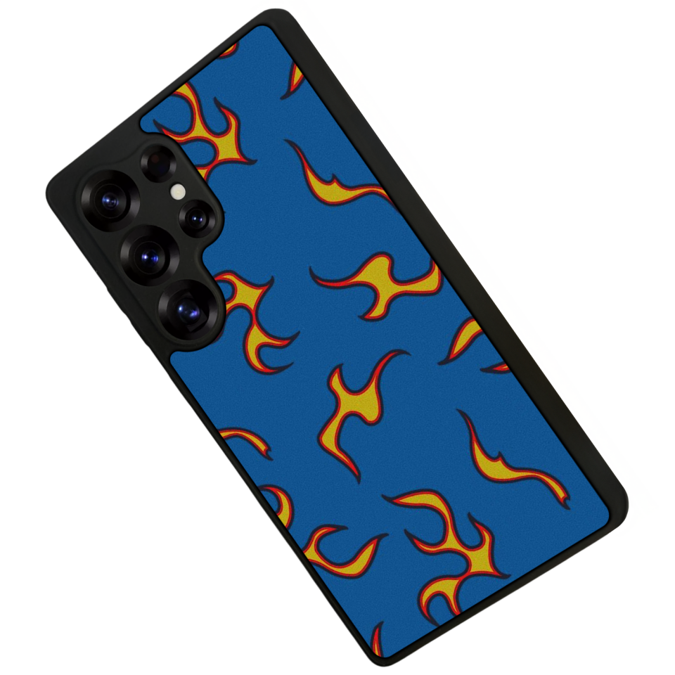 Samsung Galaxy S25 Ultra Uyumlu Retro Flame Patterns Tasarımlı Glossy Premium Kılıf