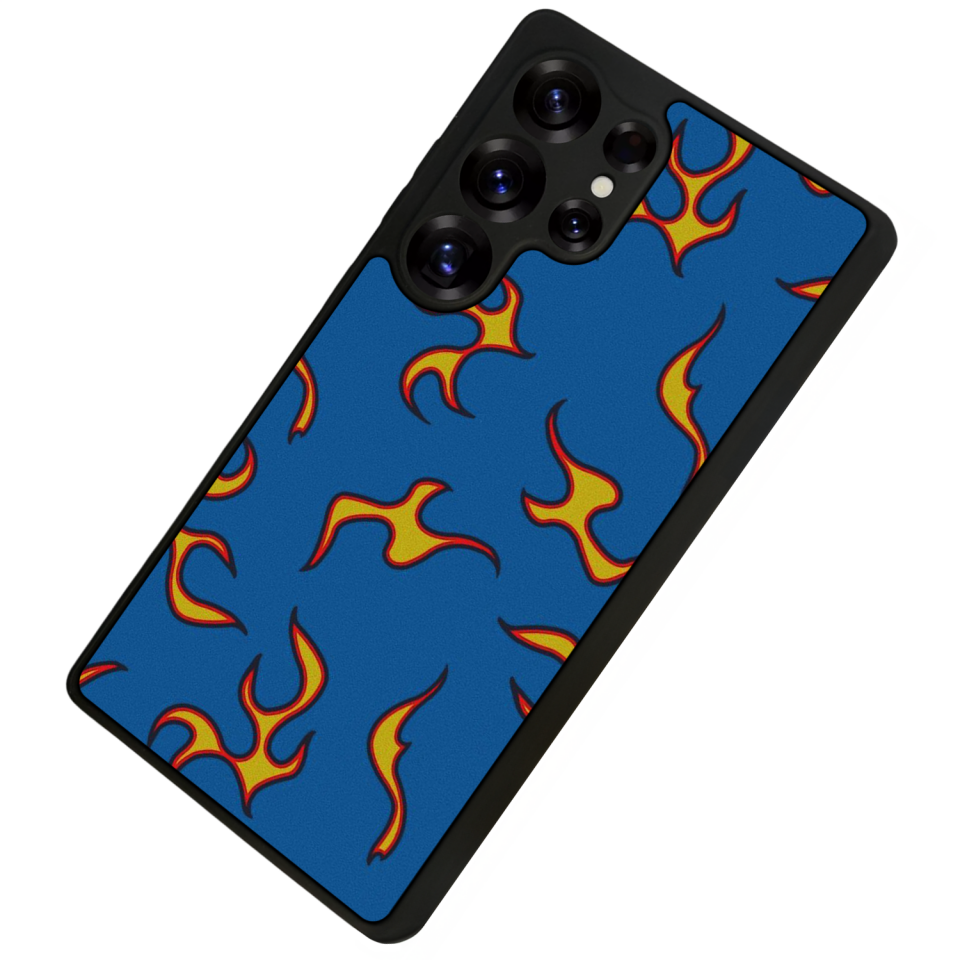 Samsung Galaxy S25 Ultra Uyumlu Retro Flame Patterns Tasarımlı Glossy Premium Kılıf