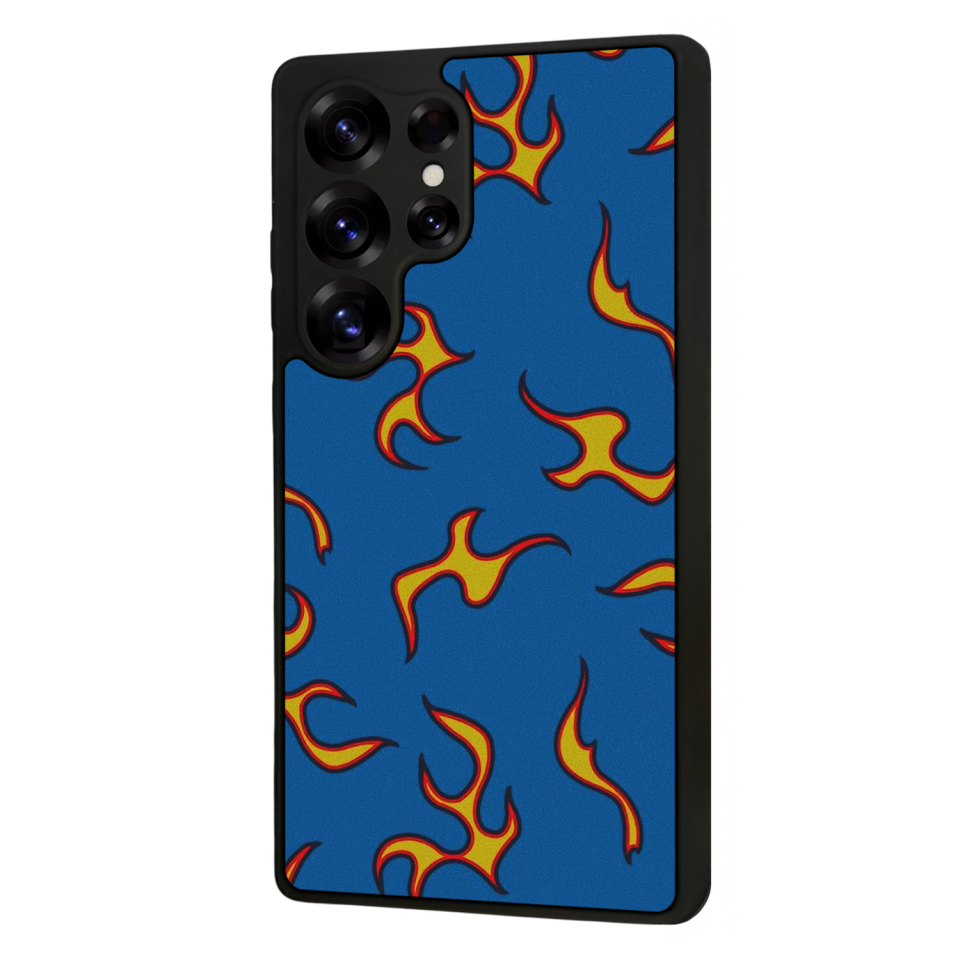 Samsung Galaxy S25 Ultra Uyumlu Retro Flame Patterns Tasarımlı Glossy Premium Kılıf
