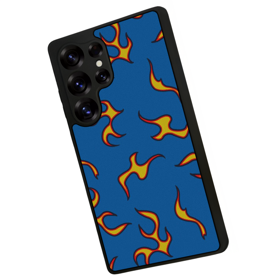Samsung Galaxy S25 Ultra Uyumlu Retro Flame Patterns Tasarımlı Glossy Premium Kılıf